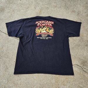 Vtg WASATCH BREWING Polygamy Porter Medieval Graphic Beer Humor Tee Shirt XXL